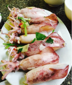 mực trứng hấp bia