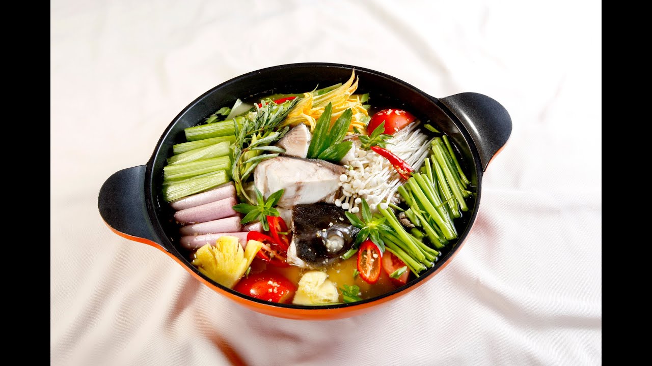 lẩu đầu cá bớp rau kèo nèo