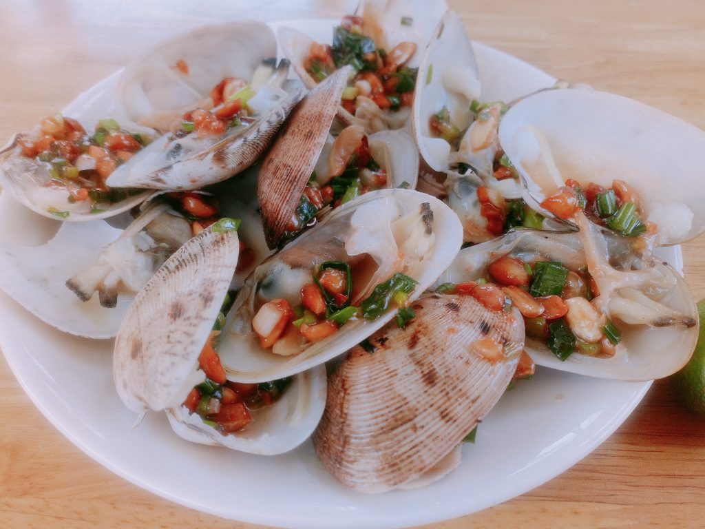 sò lụa nướng mỡ hành