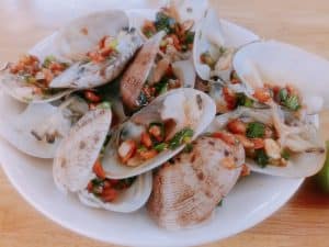 sò lụa nướng mỡ hành