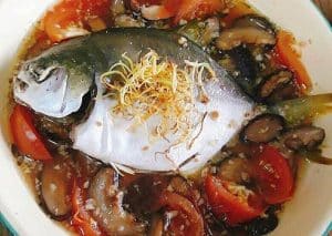 cá chim hấp nấm
