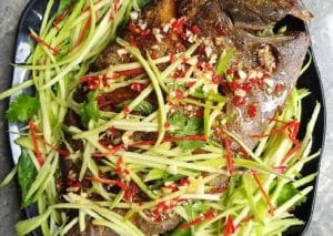 cá chim chiên mắm xoài