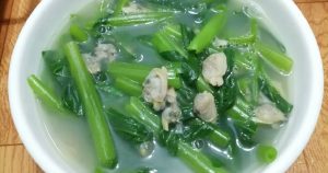 cách nấu canh nghêu rau muống